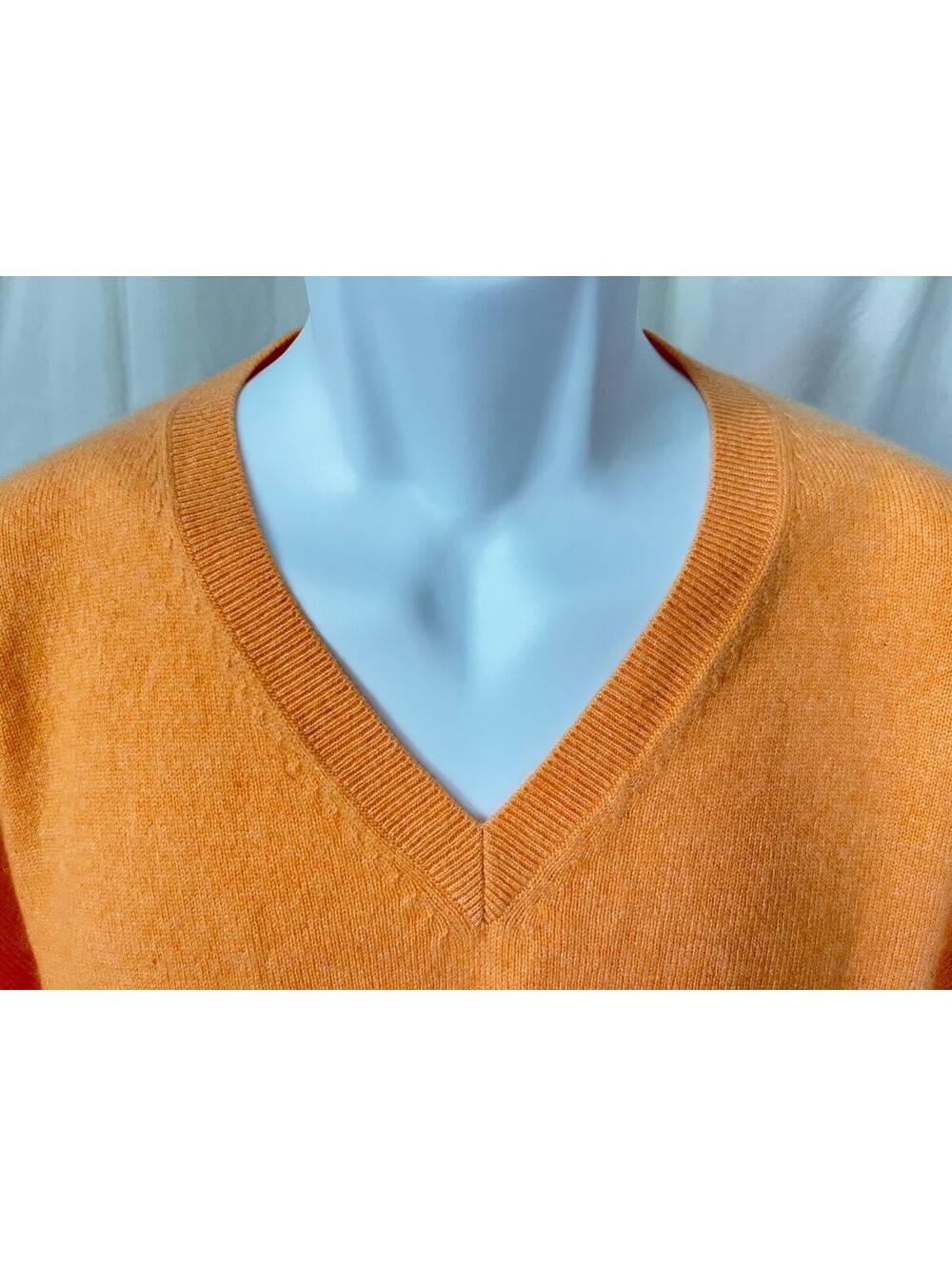 Lands End Men's Solid Peach 100% Cashmere V-Neck Pullover Sweater XLT Tall XL